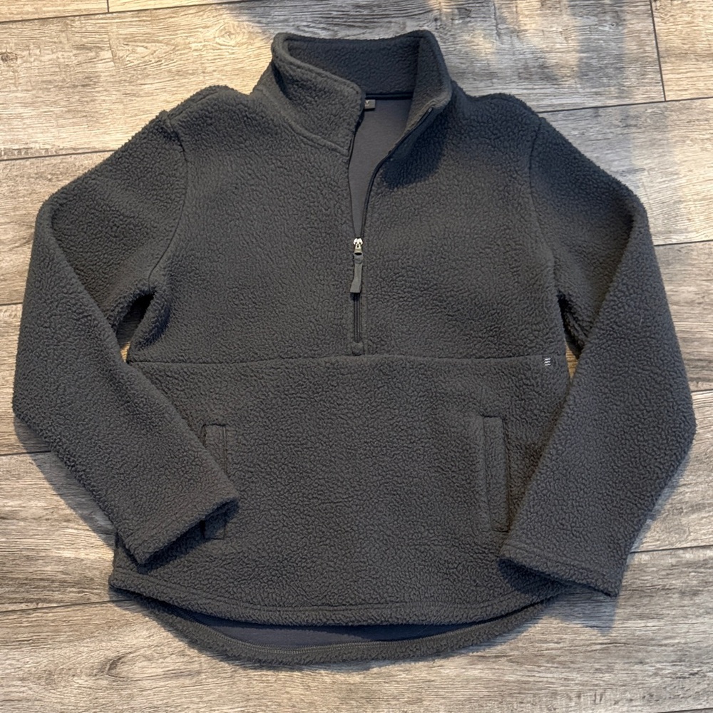 Free Fly Fleece Sherpa Pullover Quarter Zip Jacket Sweatshirt Kangaroo Pocket M
